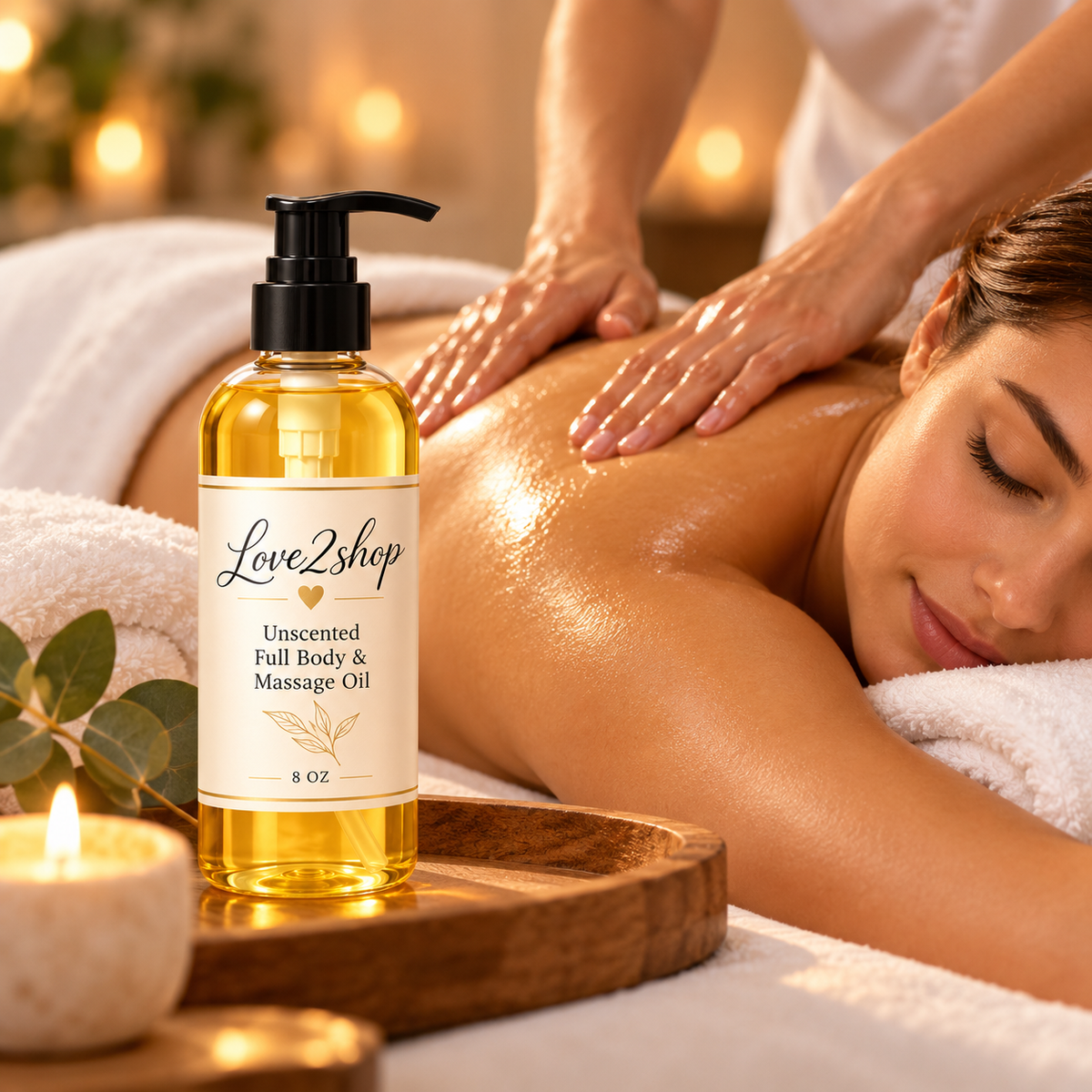 Love2shop Full Body & Massage Oil used during a massage